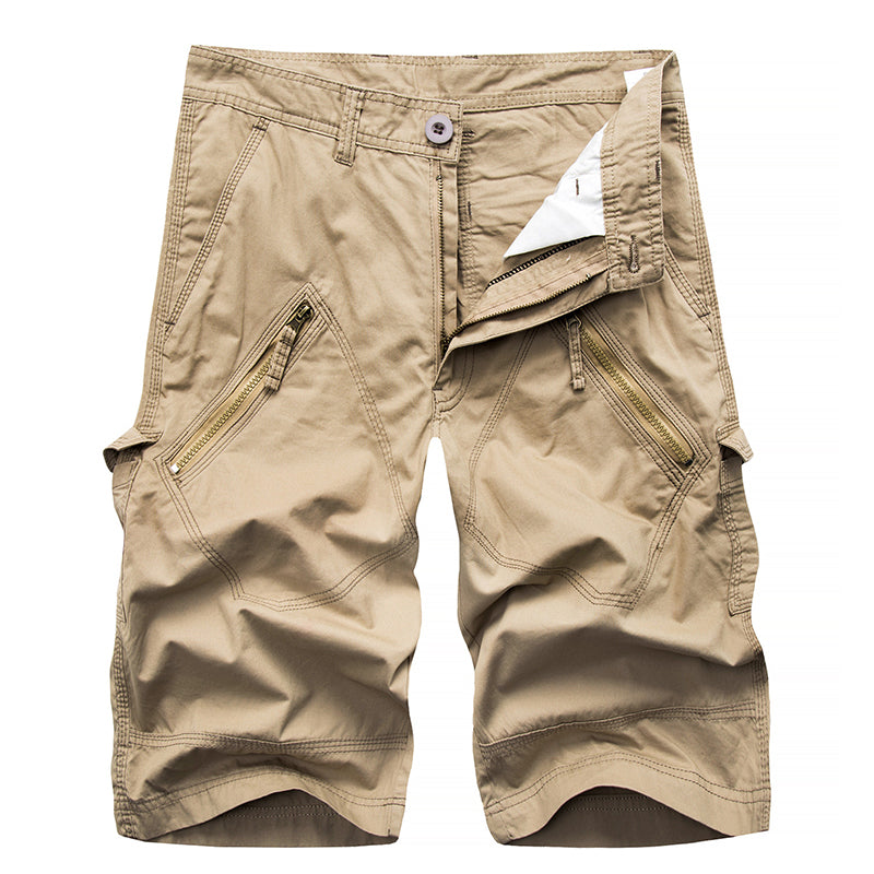 New Loose Zipper Solid Color Men's Shorts