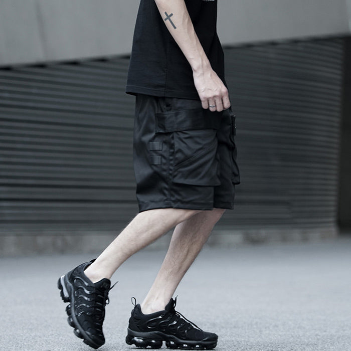 Fashion Cool Black Elastic Waist Men's Shorts