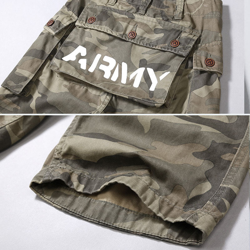 Fashion Casual Big Pocket Camo Men's Shorts