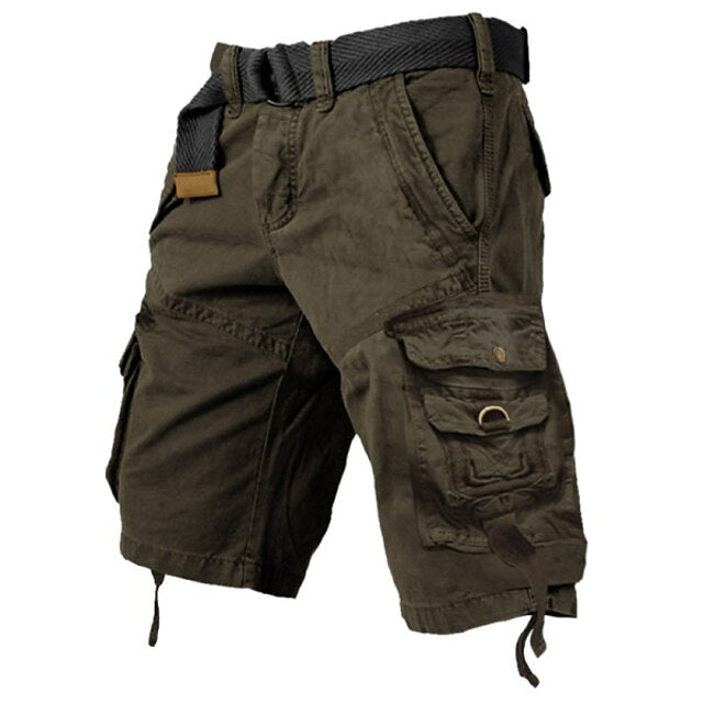 Mens Cargo Shorts Multi Pockets Cargo Shorts-Army Green