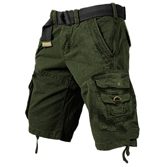 Mens Cargo Shorts Multi Pockets Cargo Shorts-Red