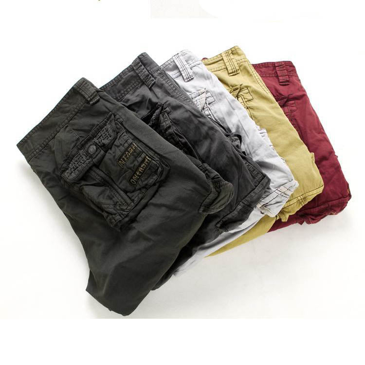 Men's Solid Color Multi-pocket Cargo Shorts
