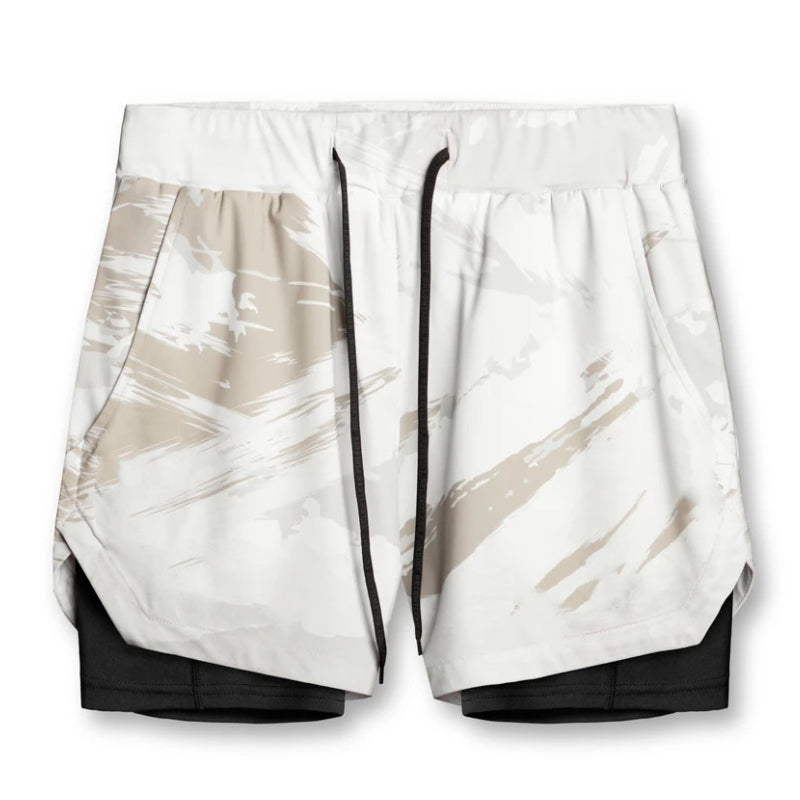 Outdoor Fitness Stretch Breathable Double Layer Men's Shorts