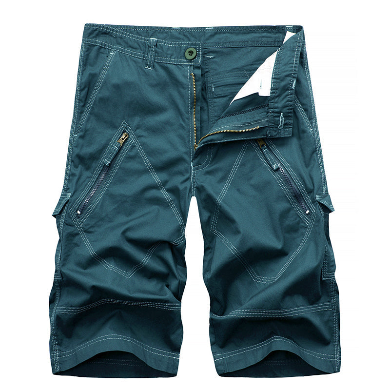 New Loose Zipper Solid Color Men's Shorts