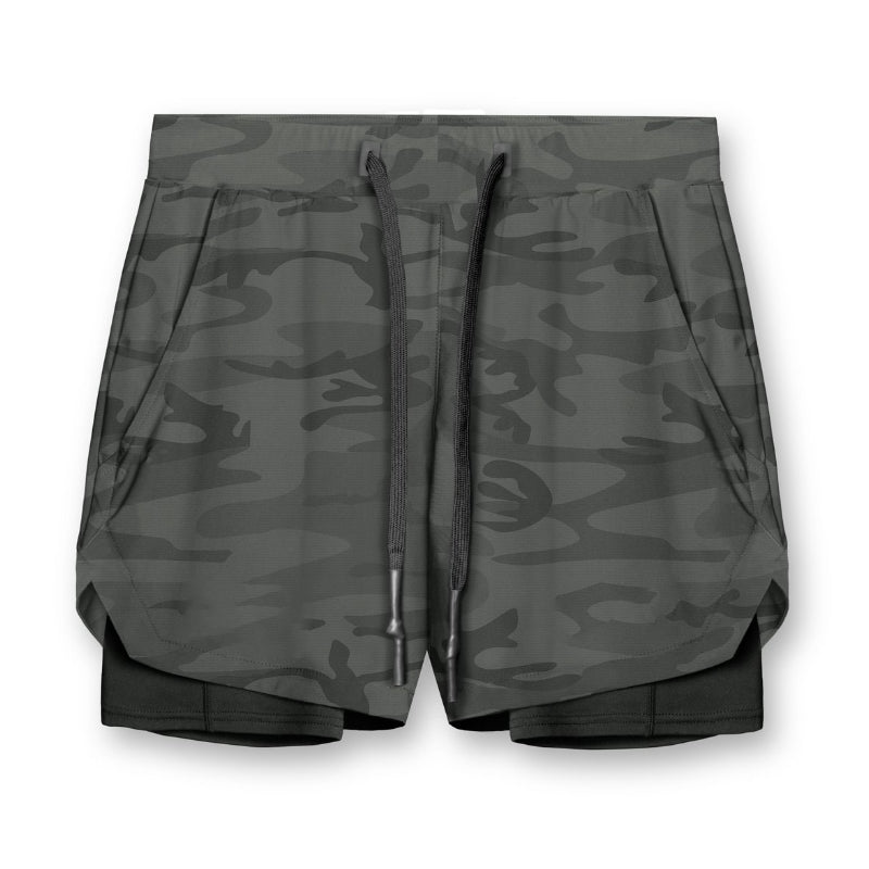 Outdoor Fitness Stretch Breathable Double Layer Men's Shorts