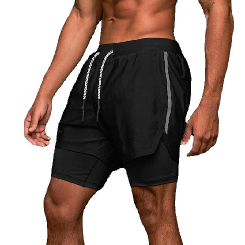 Outdoor Fitness Stretch Breathable Double Layer Men's Shorts