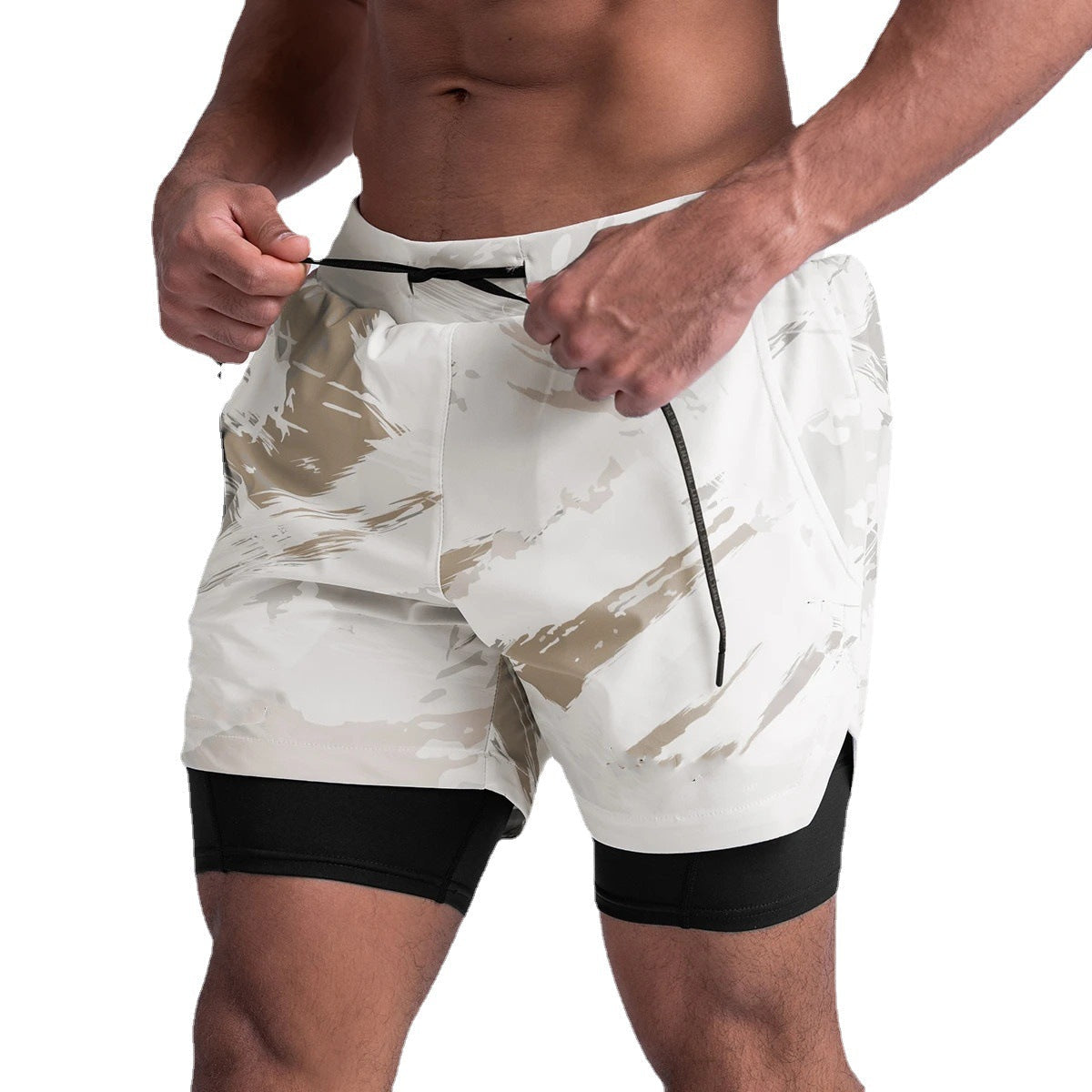 Outdoor Fitness Stretch Breathable Double Layer Men's Shorts