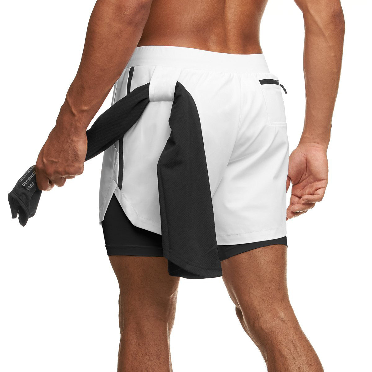 Outdoor Fitness Stretch Breathable Double Layer Men's Shorts