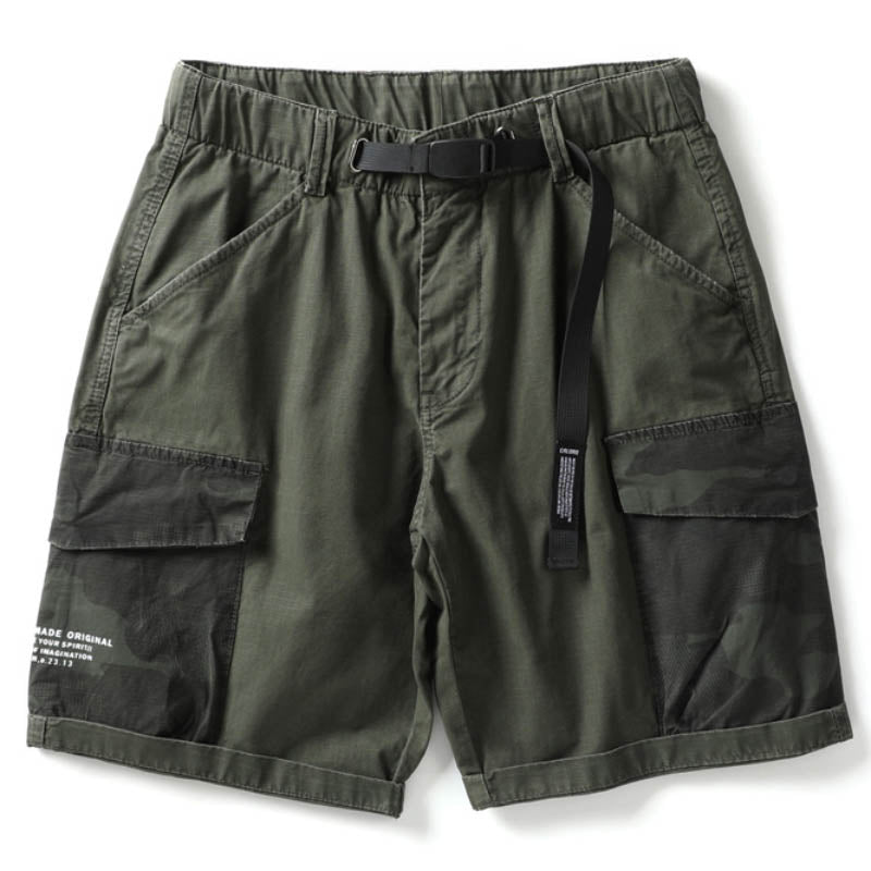 Casual Camo Panel Pocket Utility Style Men's Shorts