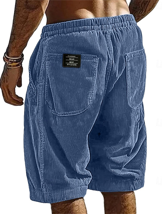 Men’s Casual Corduroy Elastic Waist Shorts