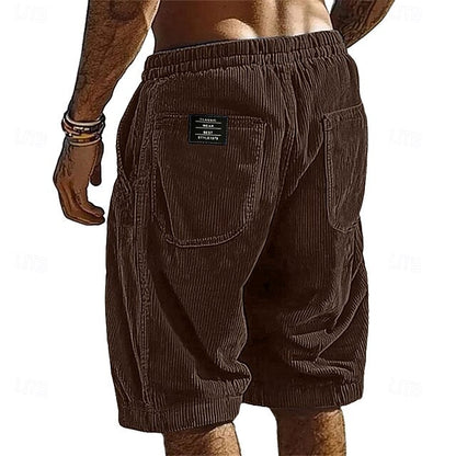Men’s Casual Corduroy Elastic Waist Shorts