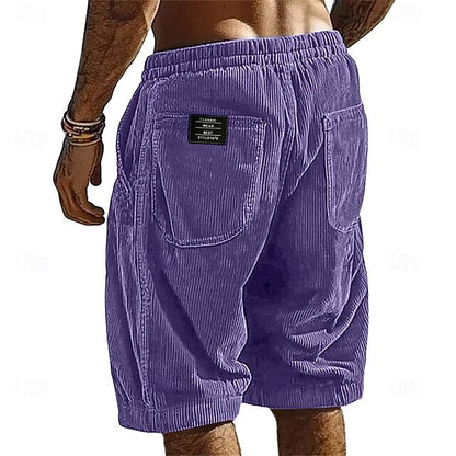 Men’s Casual Corduroy Elastic Waist Shorts