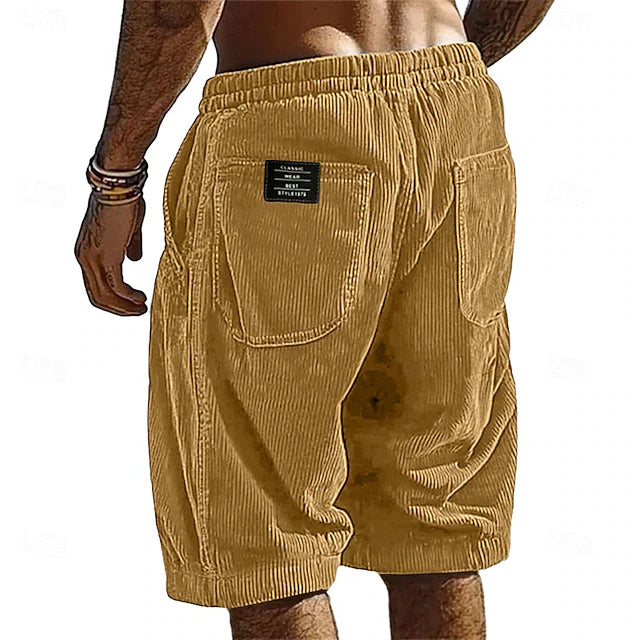 Men’s Casual Corduroy Elastic Waist Shorts