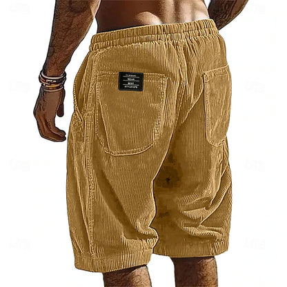 Men’s Casual Corduroy Elastic Waist Shorts