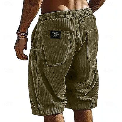 Men’s Casual Corduroy Elastic Waist Shorts