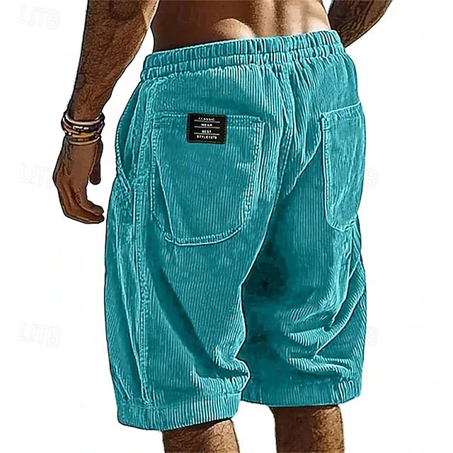 Men’s Casual Corduroy Elastic Waist Shorts
