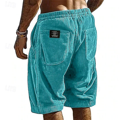 Men’s Casual Corduroy Elastic Waist Shorts