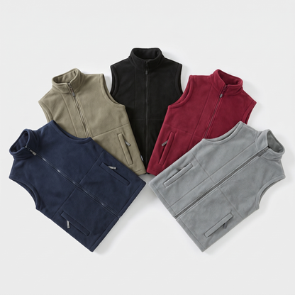 Men's Fleece Vest - Stand Collar Fleece Vest for Walking & Hiking