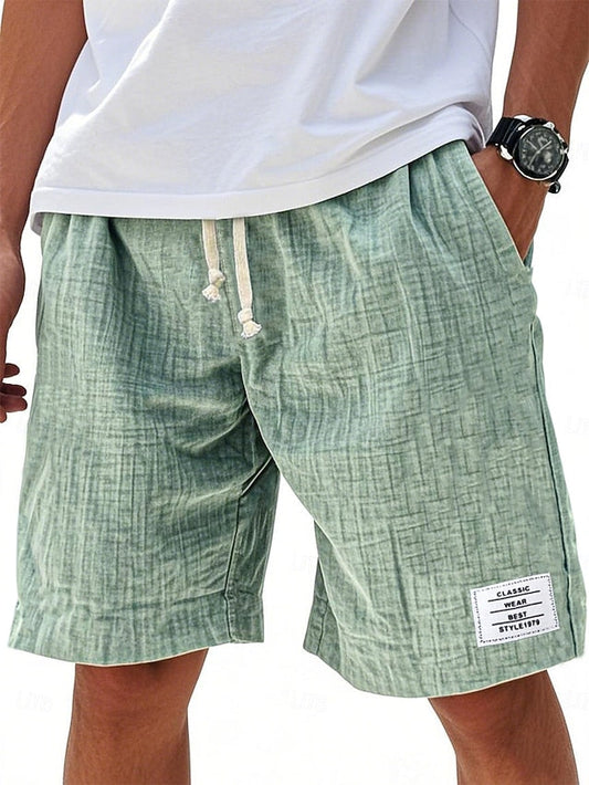 Men’s Casual Cotton Linen Shorts – Lightweight Drawstring Summer Shorts