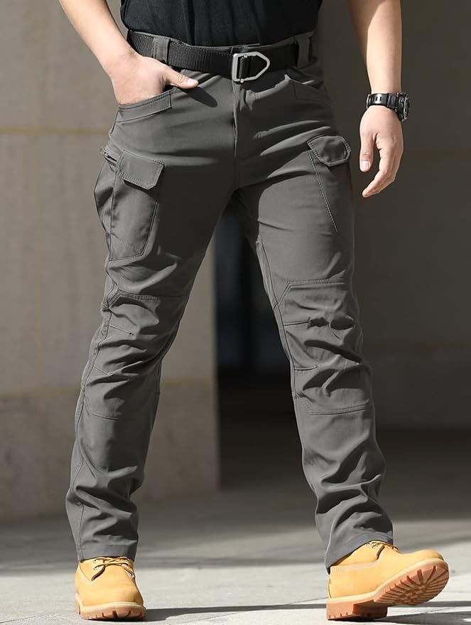 KKANGOO Men’s Water-Resistant Utility Cargo Trousers – Multi-Pocket Tactical Workwear Pants