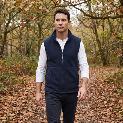 Men's Fleece Vest - Stand Collar Fleece Vest for Walking & Hiking
