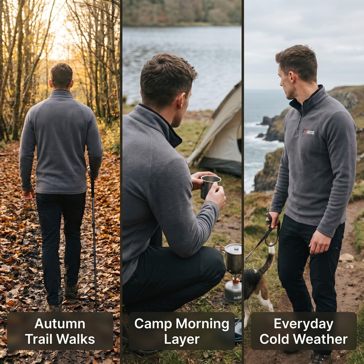 Men's Quarter-Zip Fleece Pullover – Lightweight Outdoor Fleece Sweater for Hiking & Camping