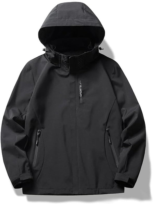 Men’s Waterproof Lightweight Rain Jacket with Removable Hood
