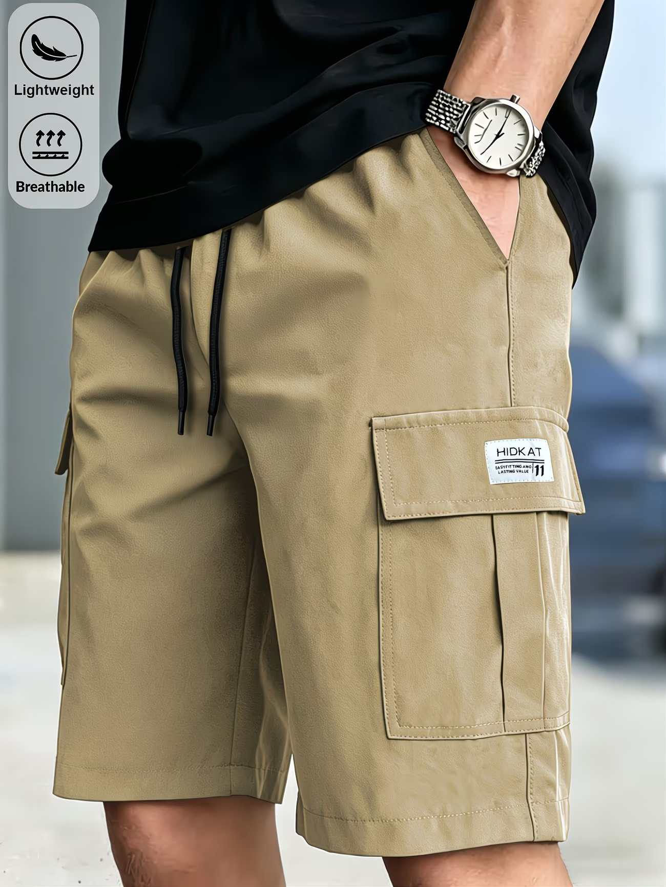 Men's  Drawstring Cargo Shorts