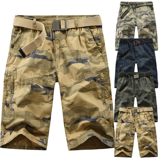 Summer Casual Drawstring Waist Camo Men's Shorts