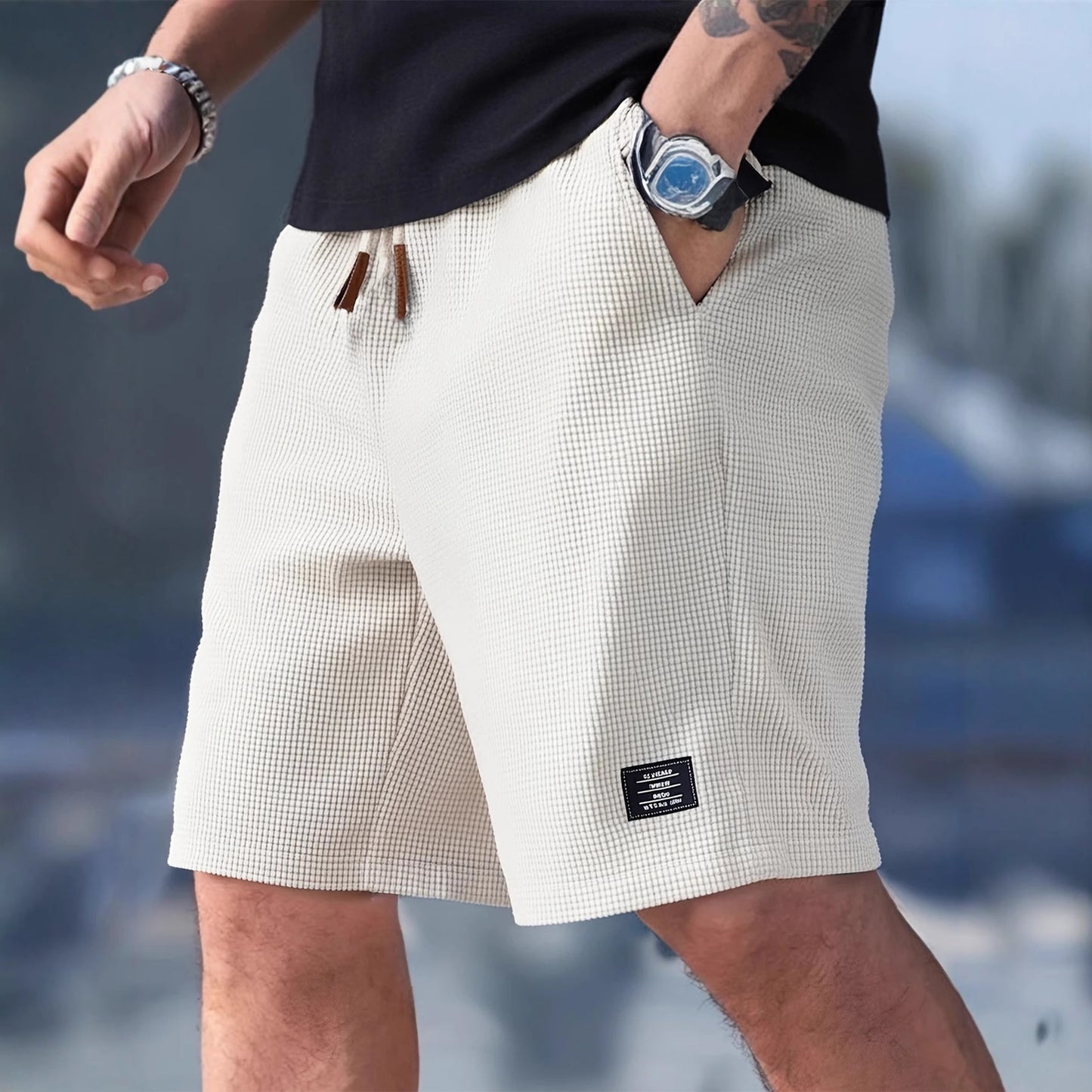 Men’s Waffle Knit Elegant Casual Shorts