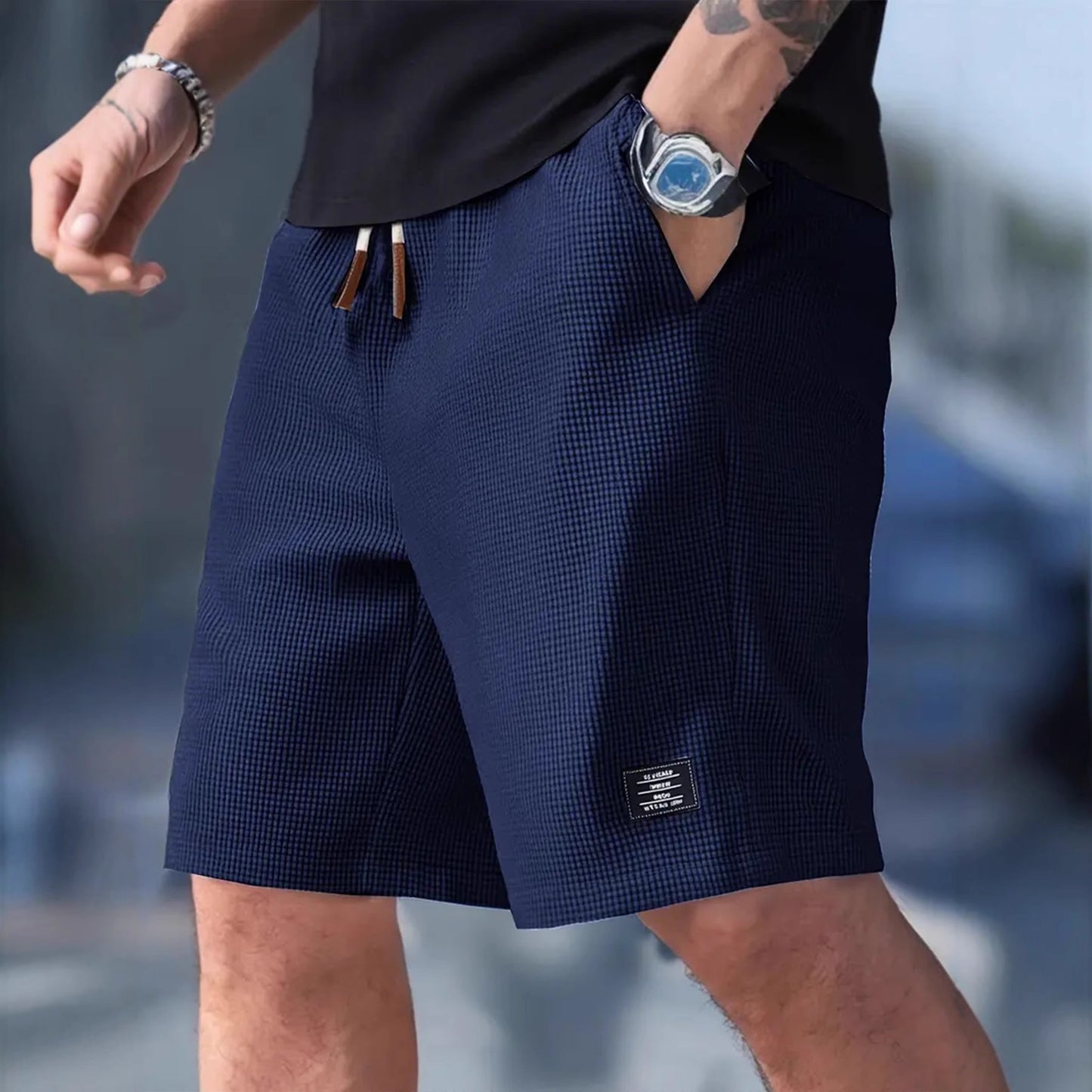 Men’s Waffle Knit Elegant Casual Shorts