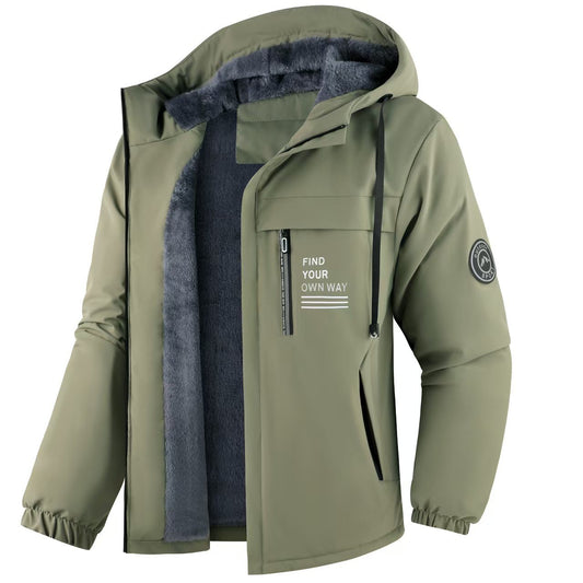 Men's Fleece-Lined Hooded Winter Jacket