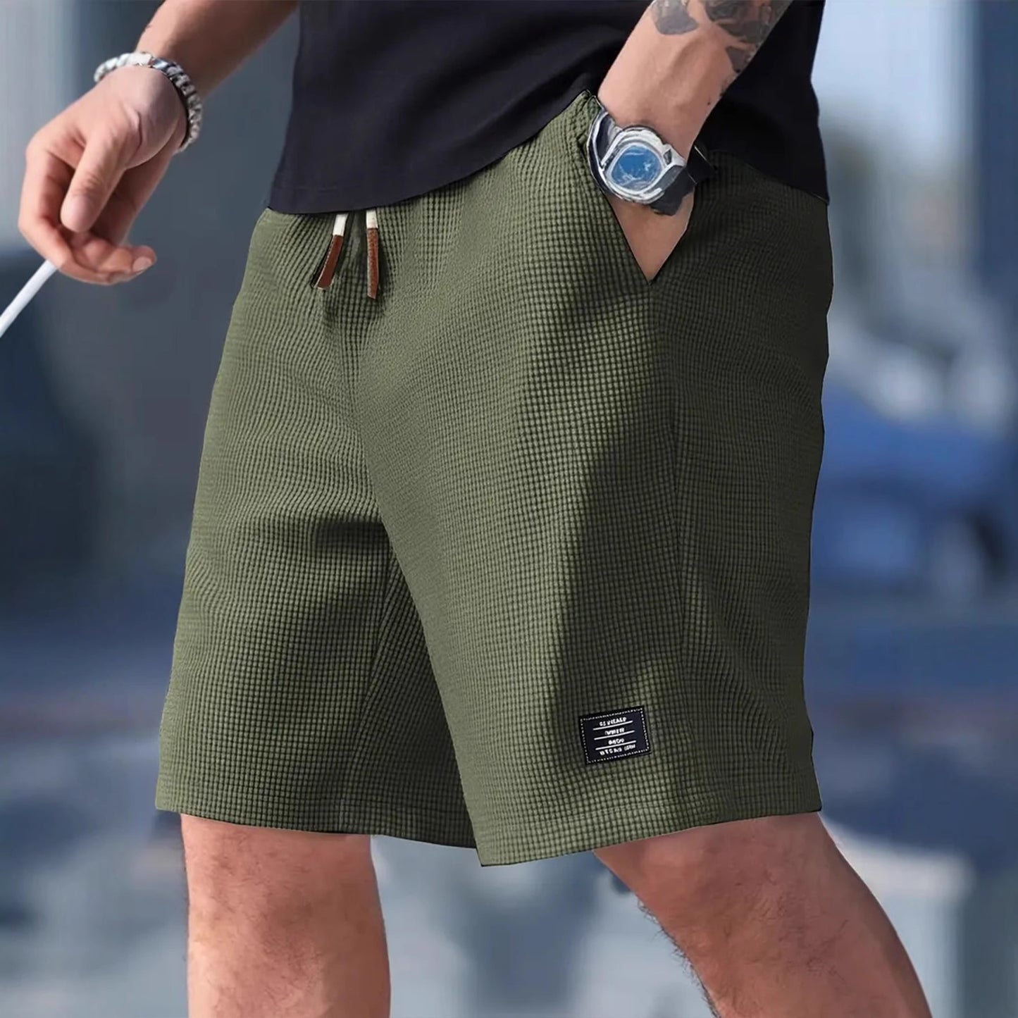 Men’s Waffle Knit Elegant Casual Shorts