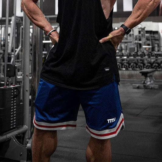 Men's Loose Striped Summer Sports Basketball Shorts
