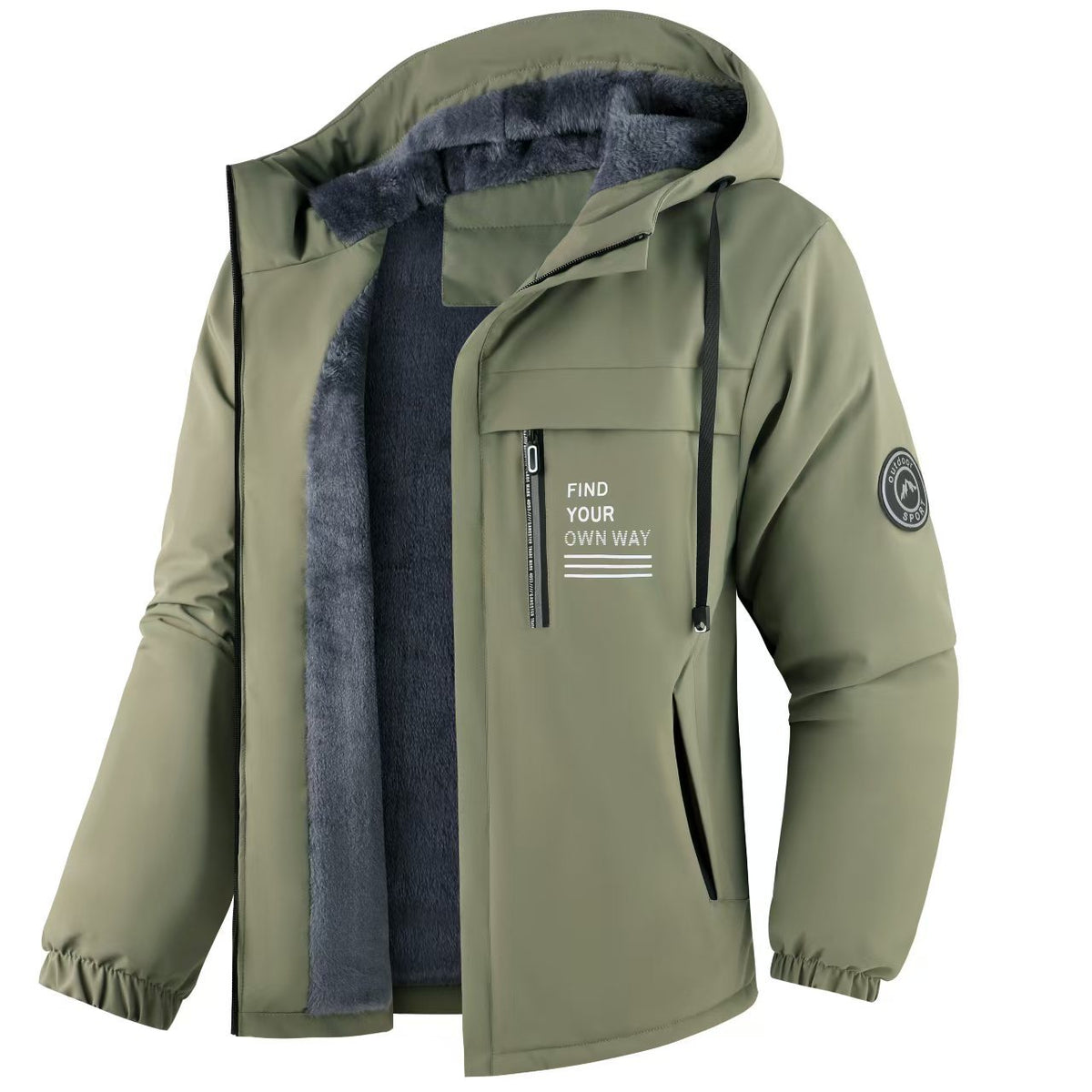 Men's Fleece-Lined Hooded Winter Jacket
