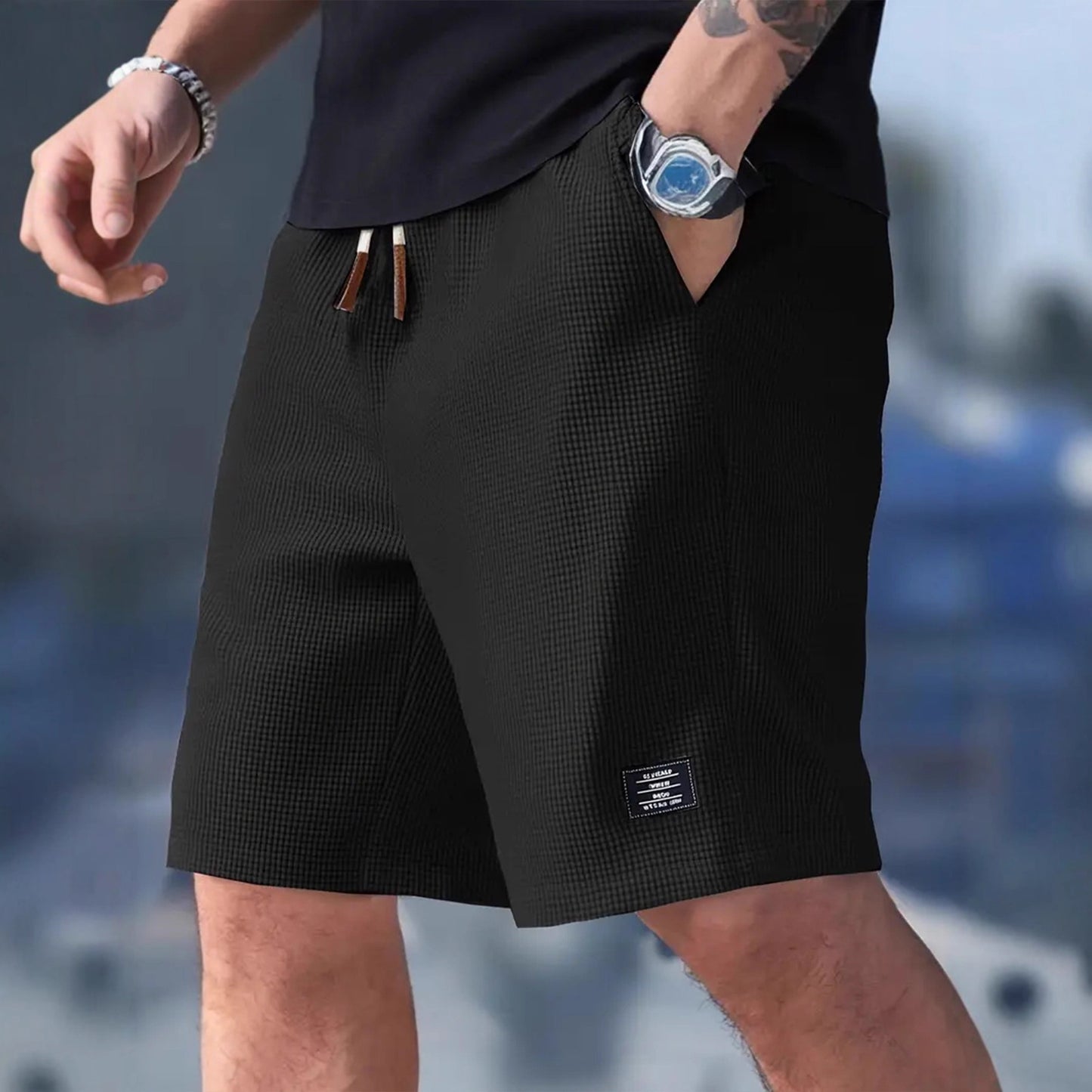 Men’s Waffle Knit Elegant Casual Shorts