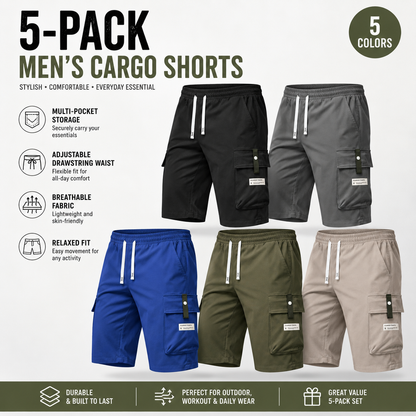 Men's Multi-Pocket Drawstring Cargo Capri Pants