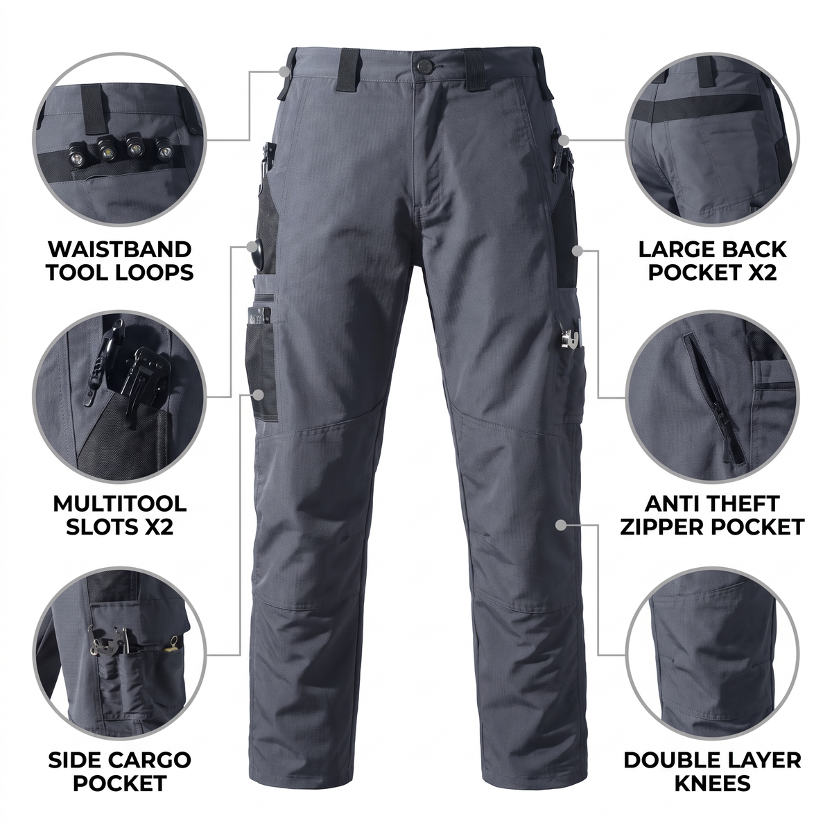 Kangoo Men's Multi-Pocket Utility Cargo Pants – Rugged Workwear Outdoor Everyday Trousers