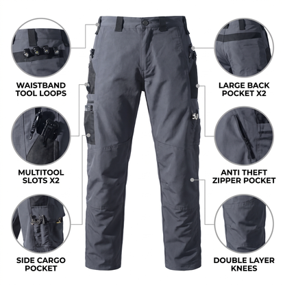 Kangoo Men's Multi-Pocket Utility Cargo Pants – Rugged Workwear Outdoor Everyday Trousers
