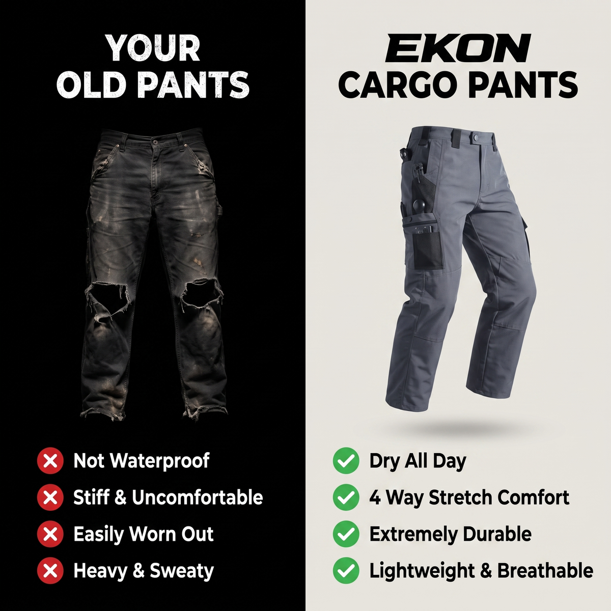 Kangoo Men's Multi-Pocket Utility Cargo Pants – Rugged Workwear Outdoor Everyday Trousers
