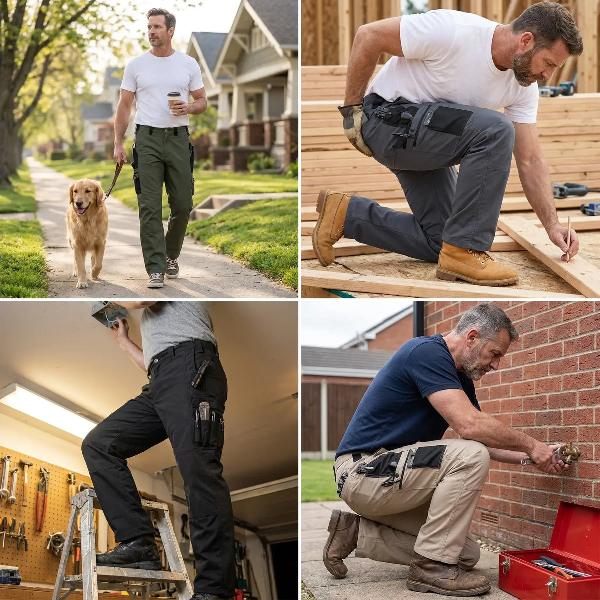 Kangoo Men's Multi-Pocket Utility Cargo Pants – Rugged Workwear Outdoor Everyday Trousers