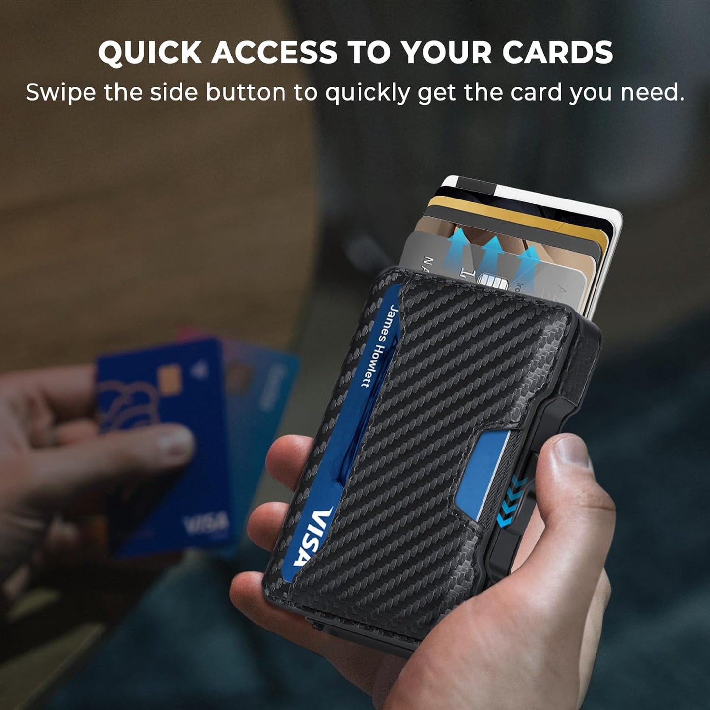Pop-Up RFID Blocking Wallet – One-Click Card Access, Sleek Minimalist Aluminum Style