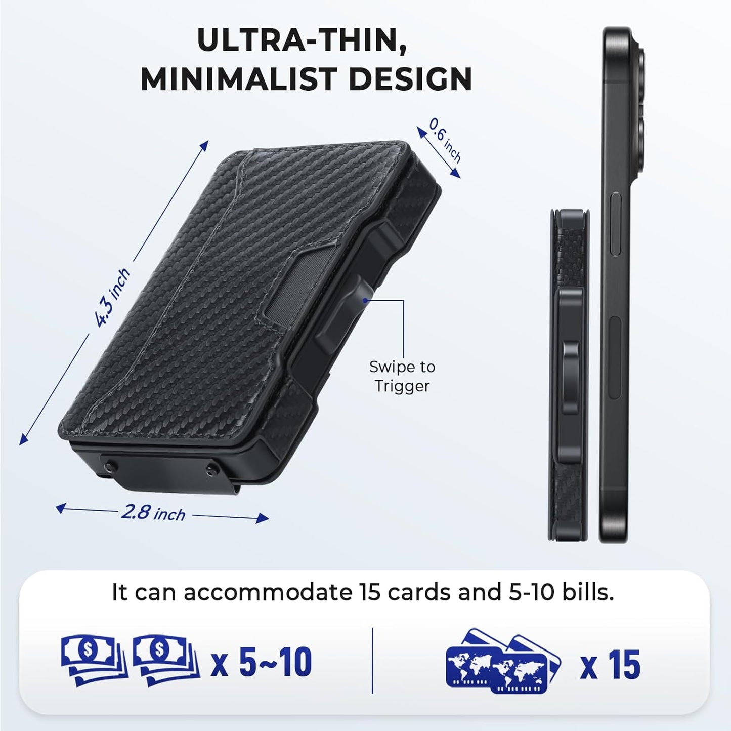 Pop-Up RFID Blocking Wallet – One-Click Card Access, Sleek Minimalist Aluminum Style