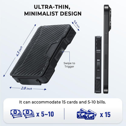 Pop-Up RFID Blocking Wallet – One-Click Card Access, Sleek Minimalist Aluminum Style