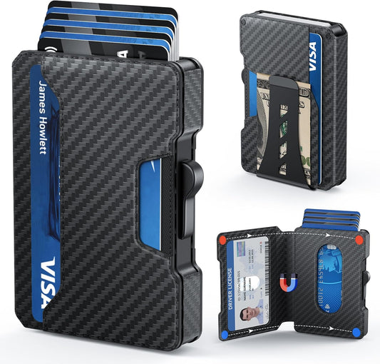 Pop-Up RFID Blocking Wallet – One-Click Card Access, Sleek Minimalist Aluminum Style