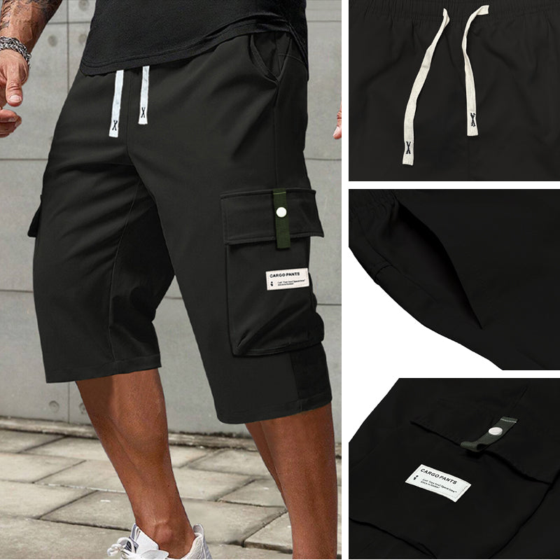 Men's Multi-Pocket Drawstring Cargo Capri Pants