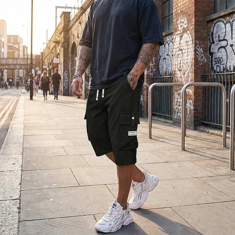 Men's Multi-Pocket Drawstring Cargo Capri Pants