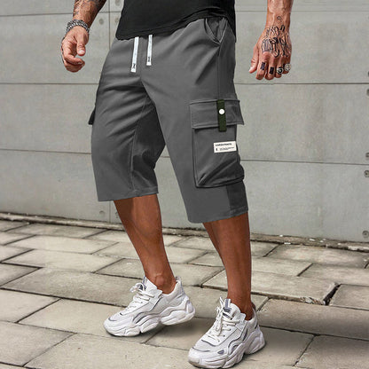 Men's Multi-Pocket Drawstring Cargo Capri Pants
