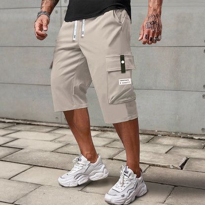 Men's Multi-Pocket Drawstring Cargo Capri Pants