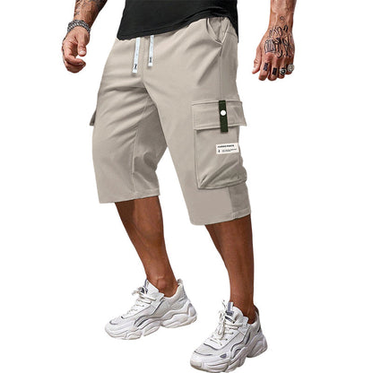 Men's Multi-Pocket Drawstring Cargo Capri Pants